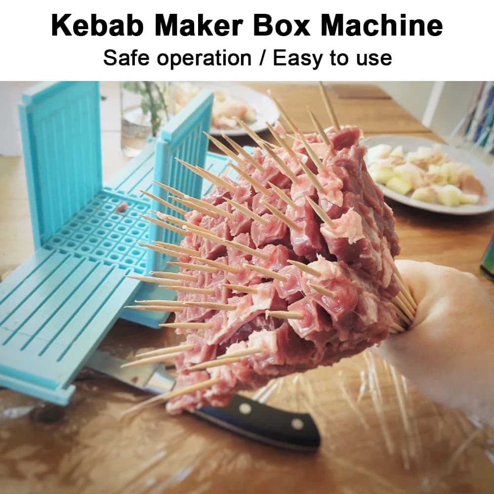 Legumes churrasco acessórios kebab fabricante churrasco stringer caixa máquina 49 buracos carne de porco espeto ferramentas