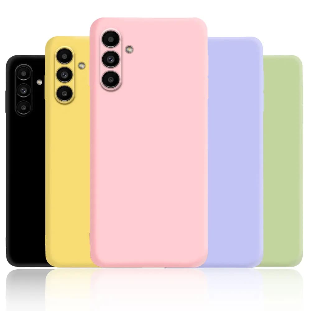 Capas macias de silicone líquido para Samsung em preto, amarelo, rosa e lilás