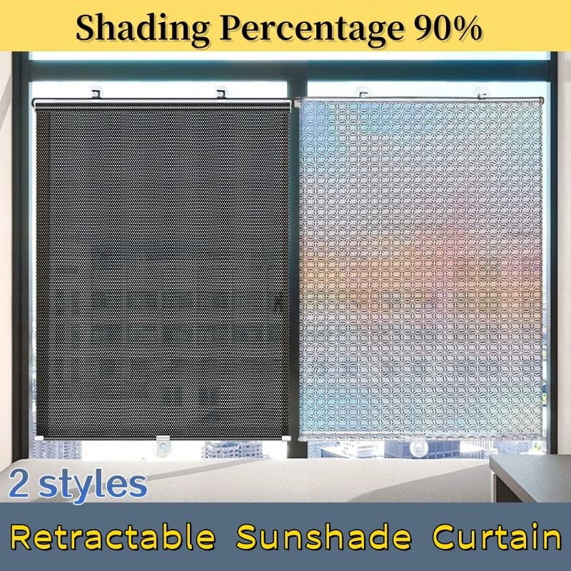Cortinas blackout retráteis para carro, 90% de sombreamento, estilos duplos, preto e prata, persianas UV.