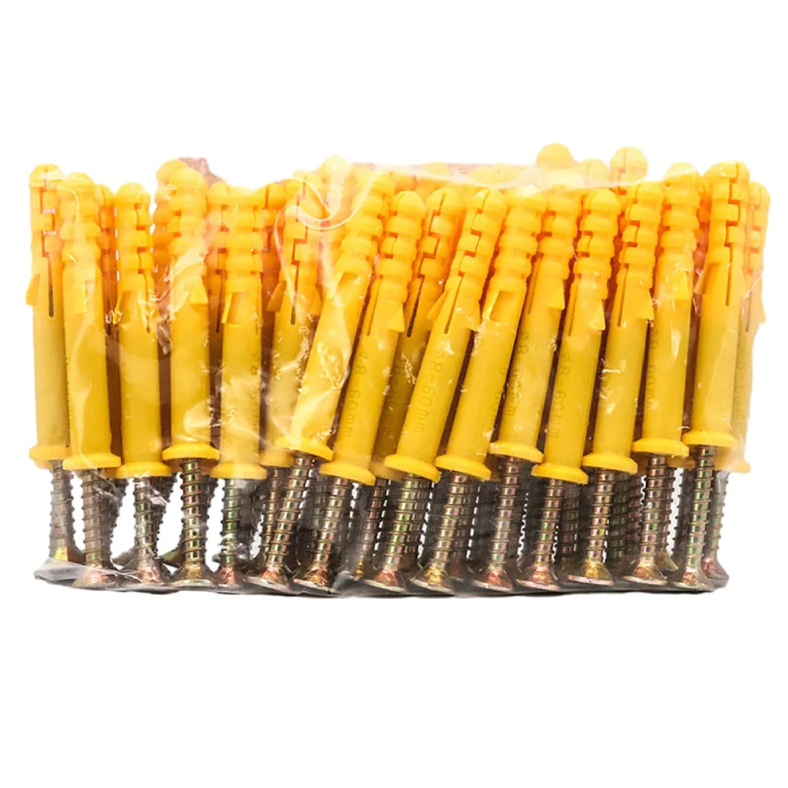 Kit de parafusos e âncoras auto-roscantes amarelos em aço inoxidável 50 peças M8x40 embalados