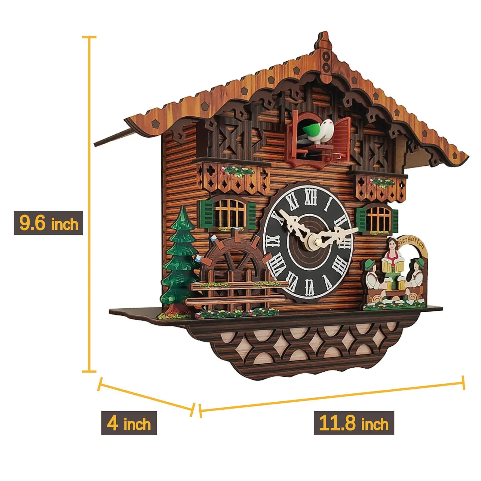 Relógio Cuco de Parede a Pilha, Decoração Artesanal, Sinfonia de Vento