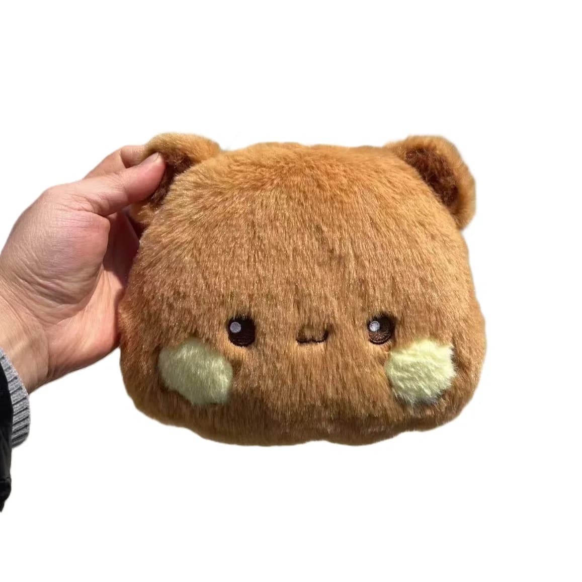 Travesseiro de pelúcia Yier Bubu Bubu Dudu urso marrom macio com bochechas claras tamanho pequeno