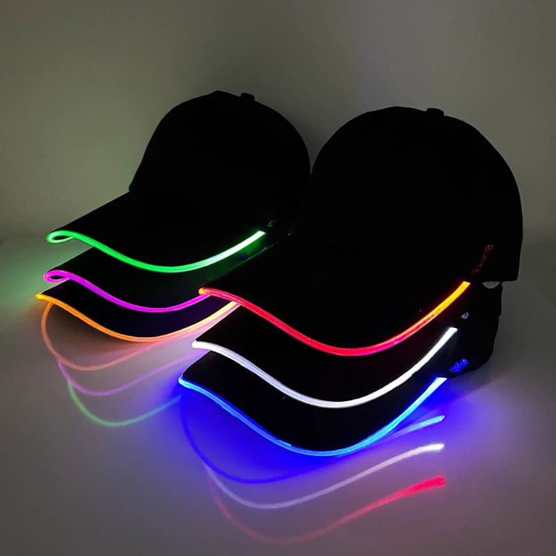 Quente led light up boné de beisebol néon colorido brilhante ajustável chapéus de sol para mulheres homens noite correndo bonés suprimentos de viagem