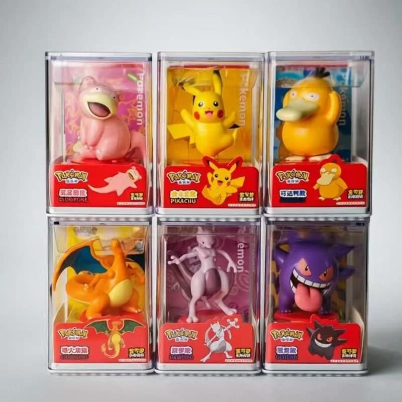 Caixa Misteriosa com 6 Personagens de Anime Pokémon Pikachu Charizard Mewtwo Caixa Surpresa Aleatória Modelo de Brinquedo de Desenho Animado