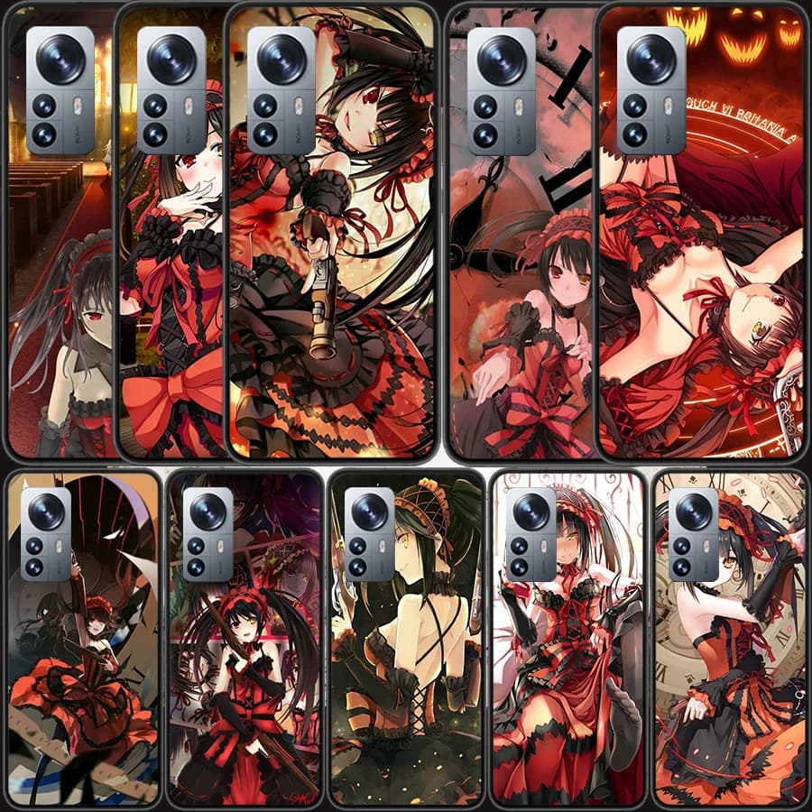 Capas de telefone com design de anime Tokisaki Kurumi para Xiaomi Poco X7 X6 X5 X4 X3 GT NFC M4 M5 Pro 5G M3 MI F6 F5 F4 F3 F2 F1