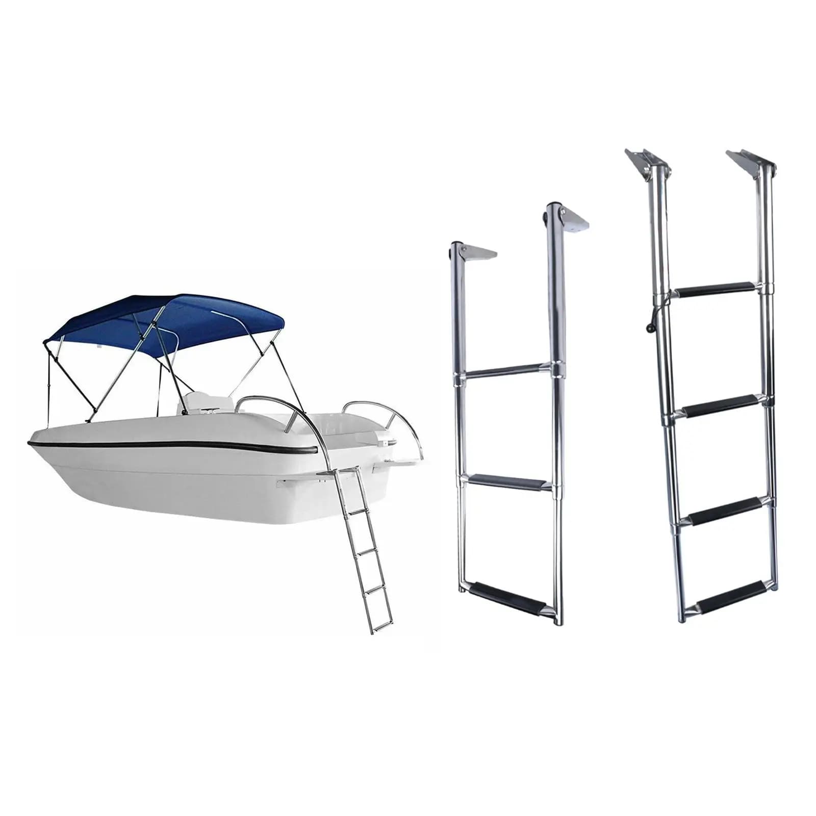 Escada dobrável antiderrapante para barco pontoon, escada de extensão marinha, escada de barco RV
