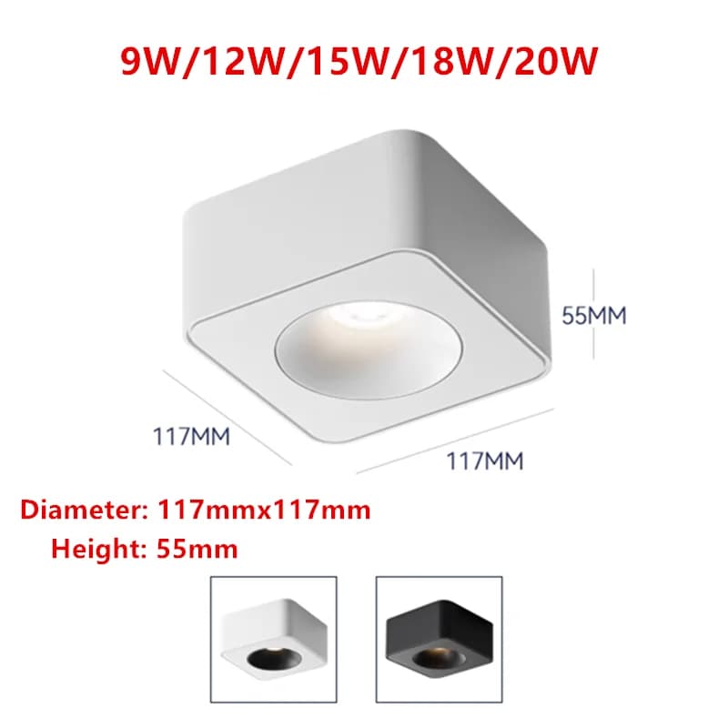 Luminária embutida LED ultrafina montada em superfície Osram Chip 9W12W15W18W20W Lâmpada de teto regulável Holofotes AC90 ~ 260V Iluminação interna