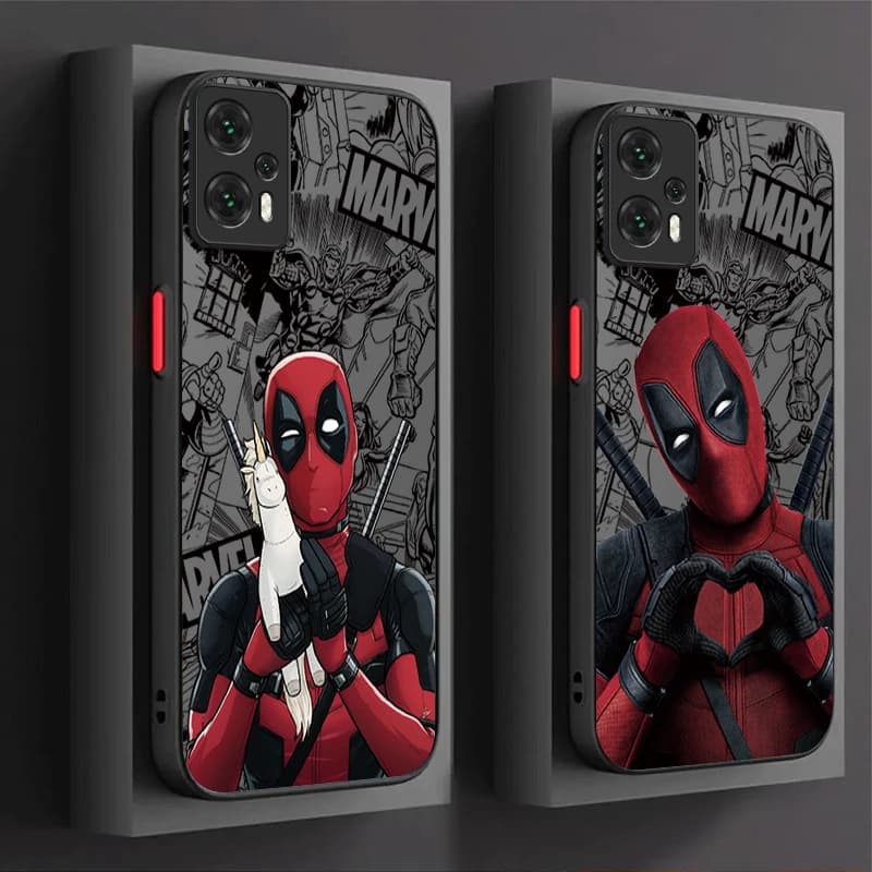 Capa fosca para smartphones Deadpool Marvel preto cinza vermelho