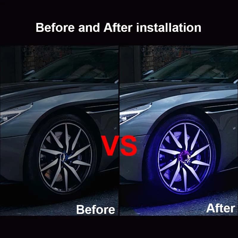 Luzes LED RGB para rodas de carro com controle remoto e carregamento solar