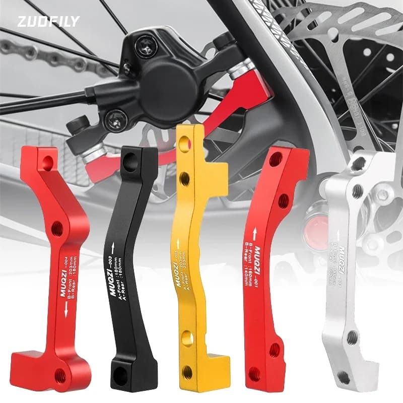 Adaptadores de montagem de pinça de freio a disco para bicicletas em preto, vermelho, amarelo e prata