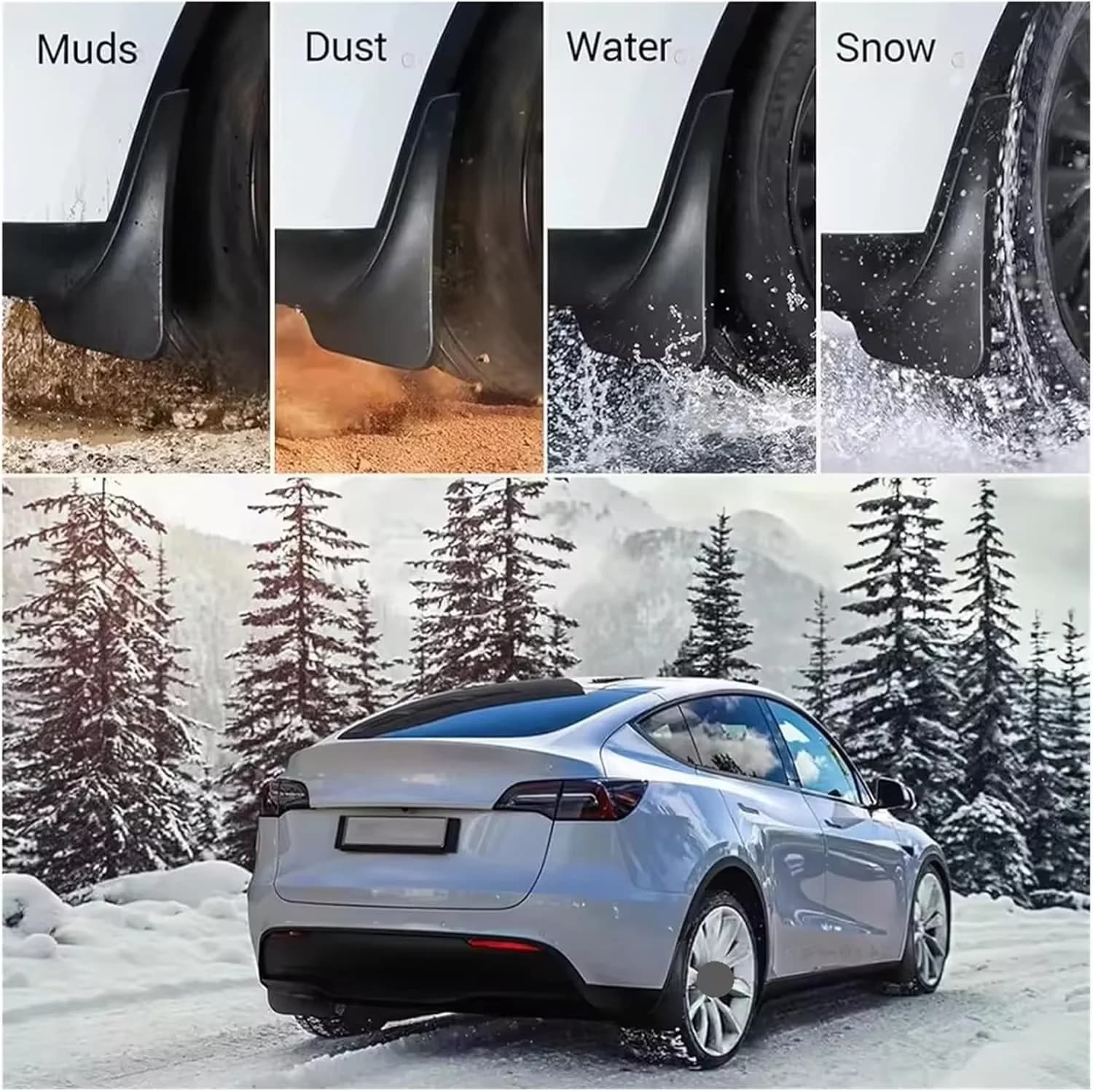 Protetor para-lama Tesla Model Y 2025 resistente a lama, poeira, água e neve para proteção completa do veículo