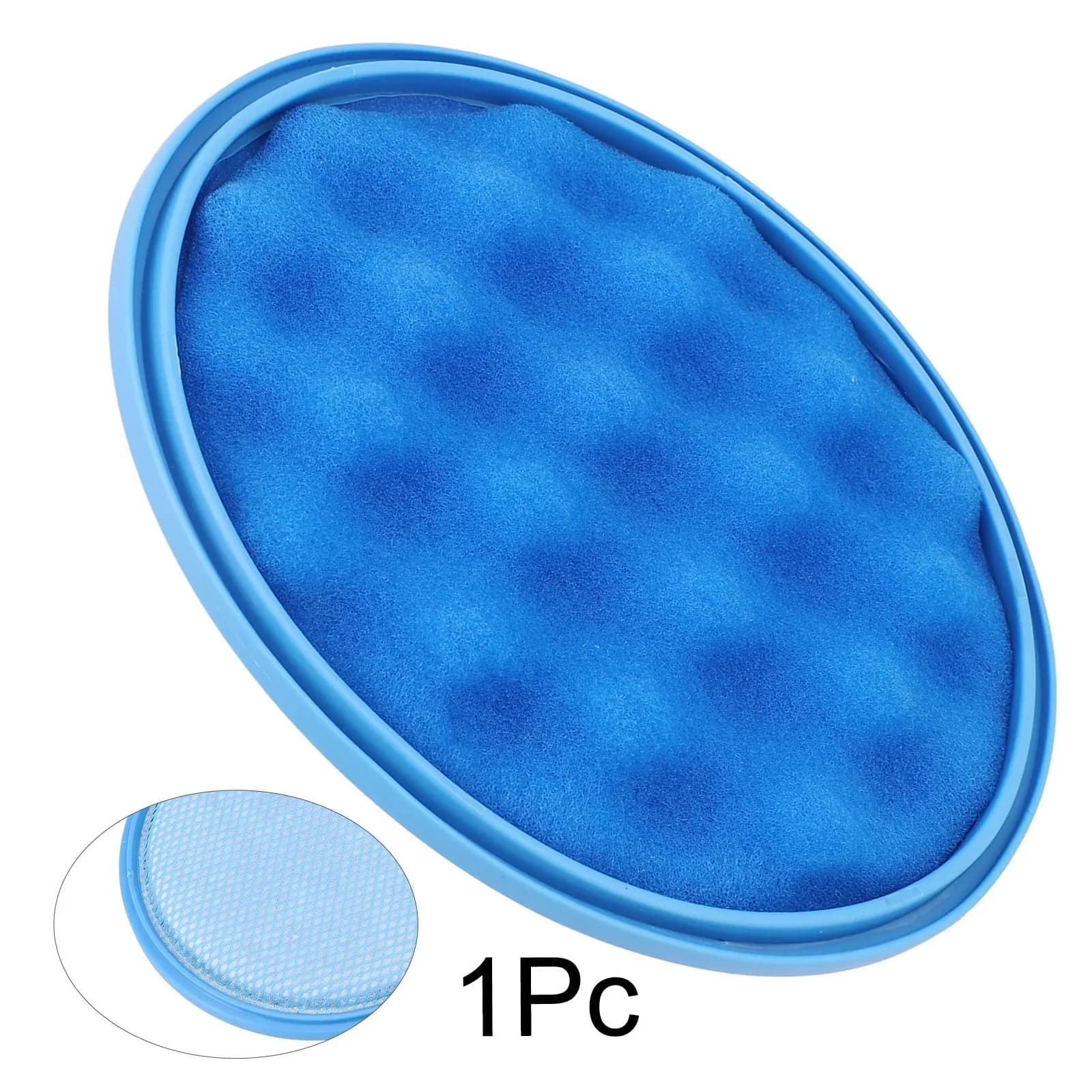 Filtro redondo azul para aspirador Samsung Cyclone Force, espuma com textura ondulada e malha protetora