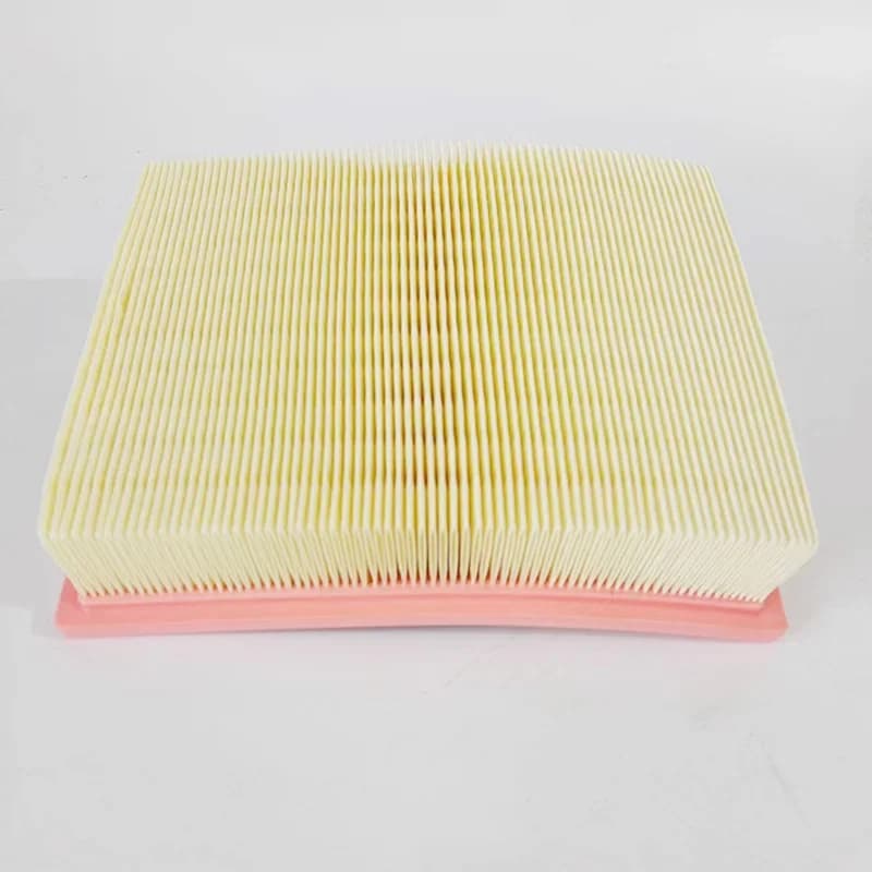 Filtro compatível para aspirador de pó Festool, amarelo com bordas vermelhas, vista superior com dobras do material filtrante