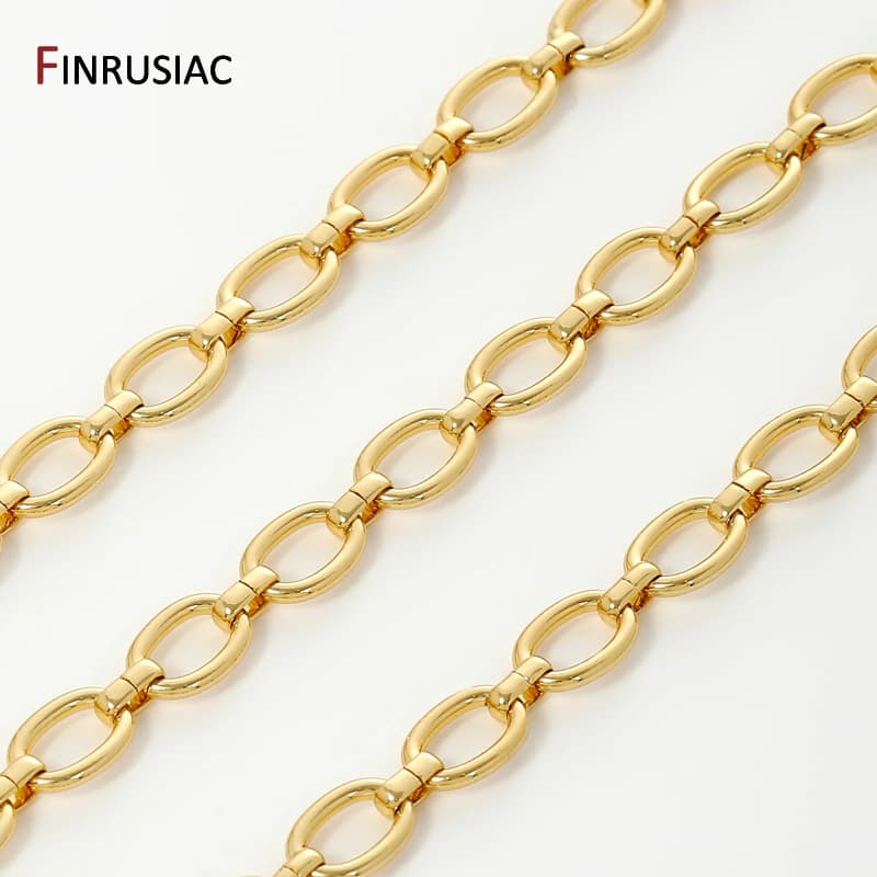 Corrente de latão banhado a ouro 18k, 7*10mm, para fazer jóias