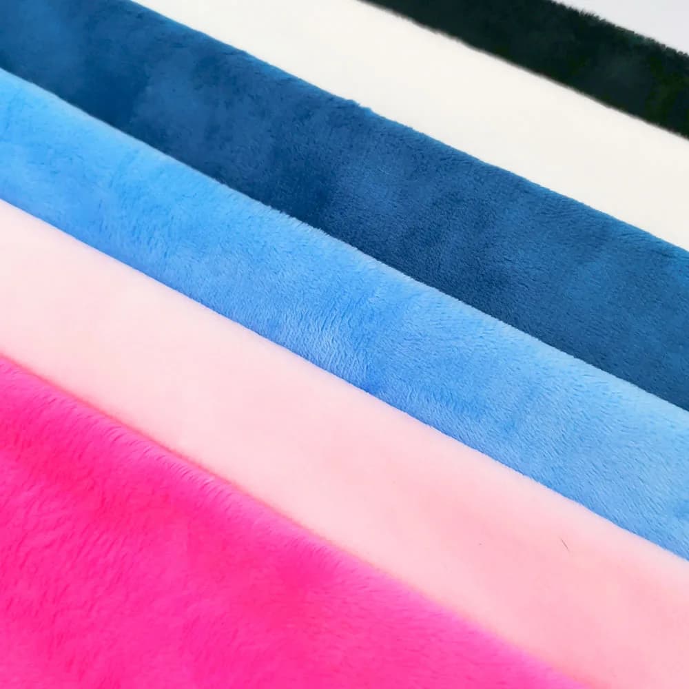 Tecido veludo de pelúcia macio para artesanato em cores sólidas azul, rosa, branco e preto