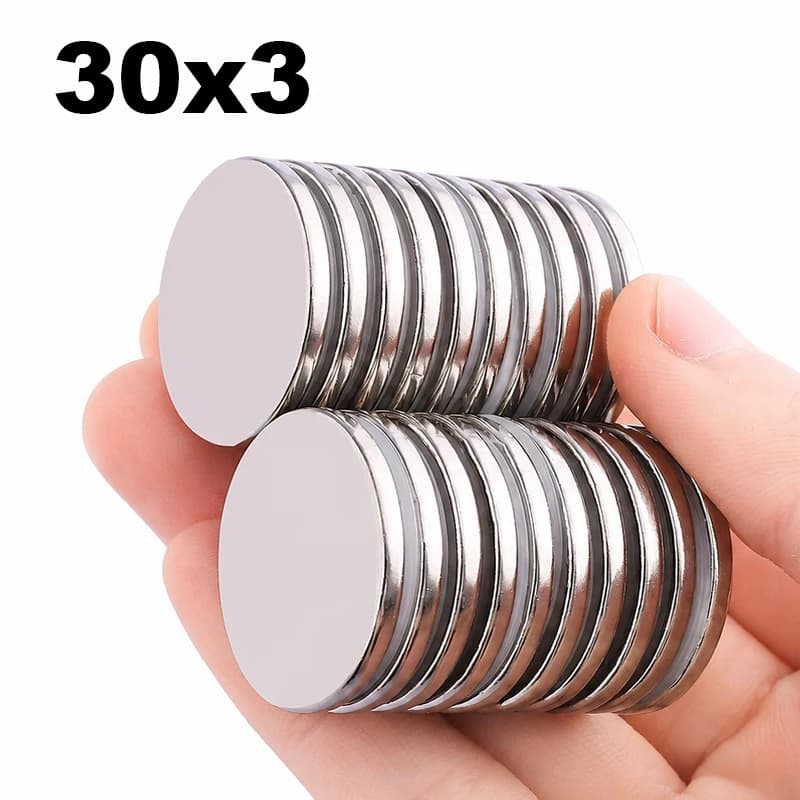 Imãs Super Fortes de 30x3mm, Discos de Neodímio de Alta Resistência NdFeB, Imãs Permanentes Grandes para Frigorífico, Artesanato DIY, Uso Científico