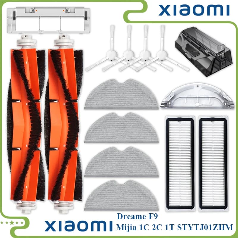 Acessórios para aspirador de pó Xiaomi Dreame F9, incluindo escovas laterais, filtros HEPA e mops de pano