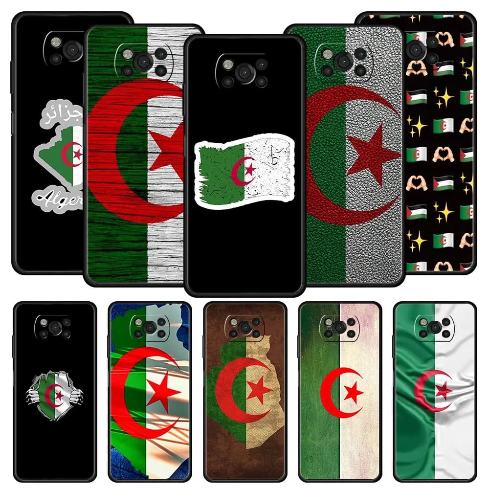 Capas de telefone com bandeira da Argélia para Xiaomi, modelos variados