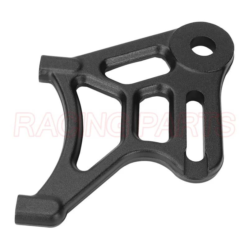 Suporte de freio racing preto para Surron Light Bee S vista traseira em fundo branco
