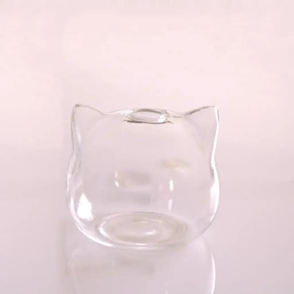 Vaso de vidro transparente formato gato para pendurar, terrário hidropônico decorativo