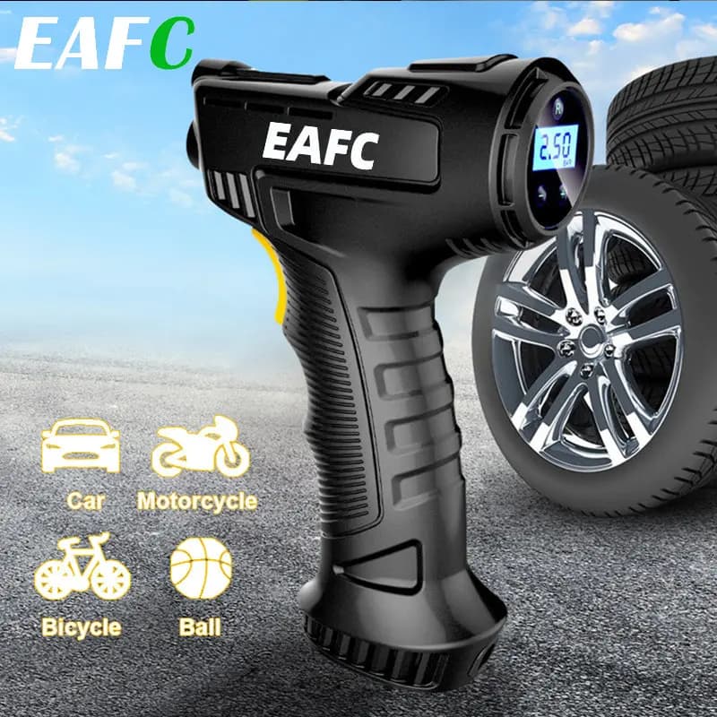 Compressor de ar portátil EAFC 120W para carro, bomba inflável sem fio/com fio, máquina infladora de pneus