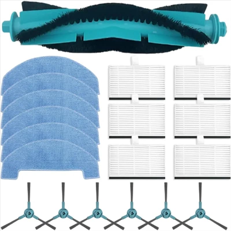 Kit de reposição para aspirador de pó Roborock, escovas azuis e turquesa, e filtros brancos