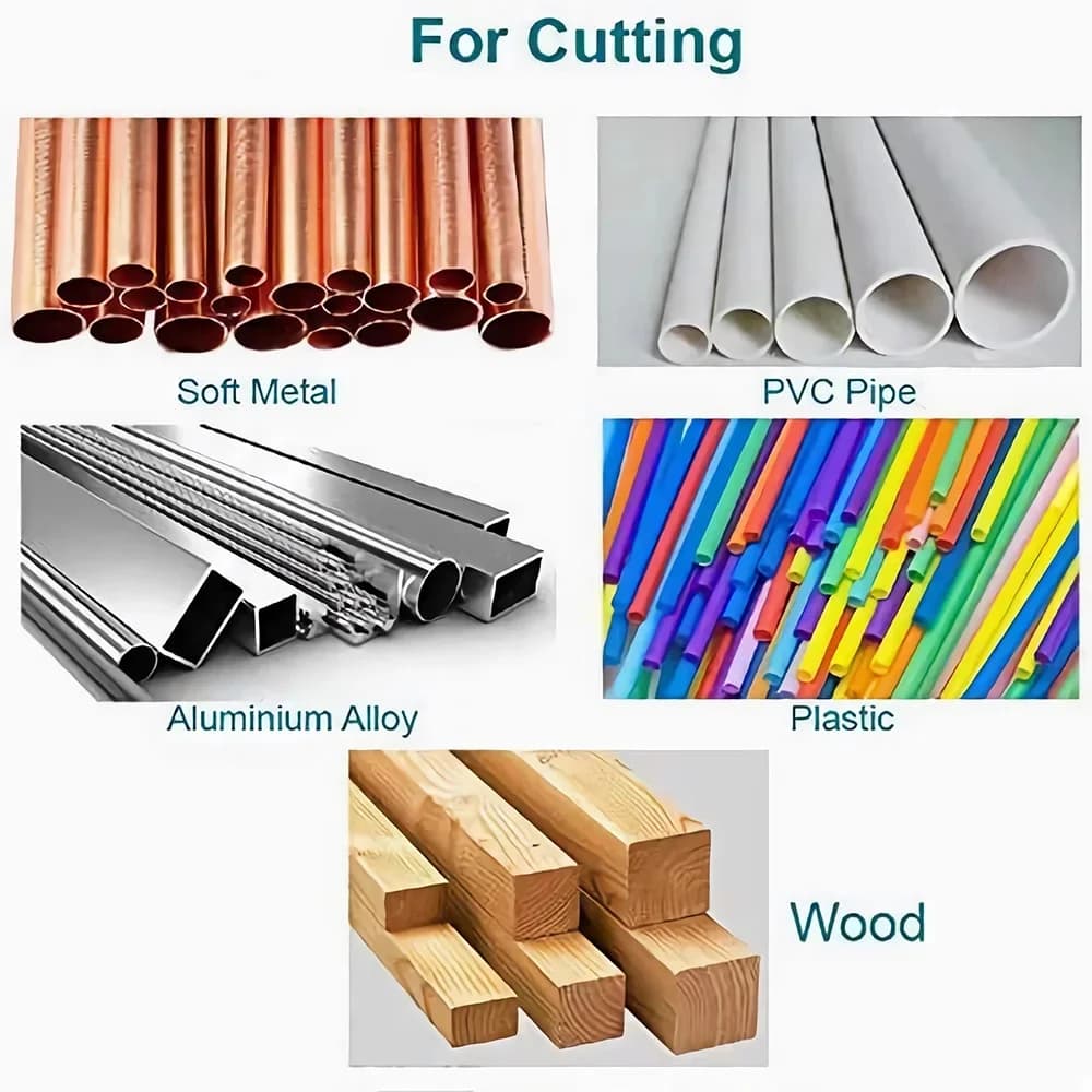 Materiais compatíveis para corte com lâmina de serra rotativa CR FERRAMENTAS aço HSS: metal, PVC, alumínio, plástico e madeira