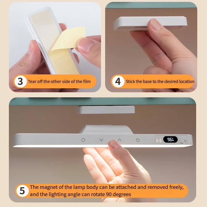 Luminária de Mesa Touch Magnética com Bateria Recarregável Integrada para Leitura, Armário, Espelho e Luz Noturna Recarregável de Cabeceira