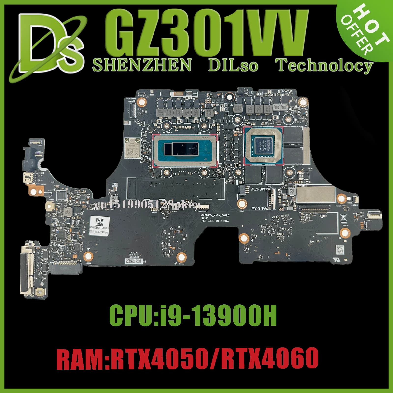 Placa-mãe KEFU GZ301VV para ROG Flow Z13 (2023) com processador i9-13900H e opções de memória RTX4050/RTX4060