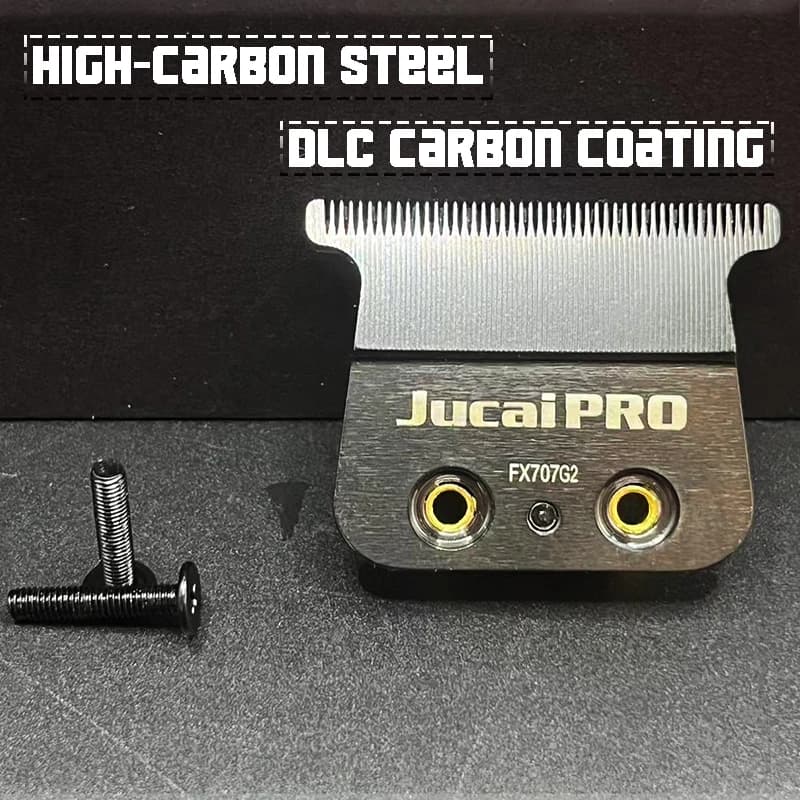 Lâmina Jucai PRO FX707G2 em aço carbono com revestimento DLC carbono e parafusos pretos