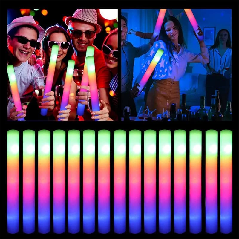 Varas de LED multicoloridas para festas de aniversário e eventos noturnos