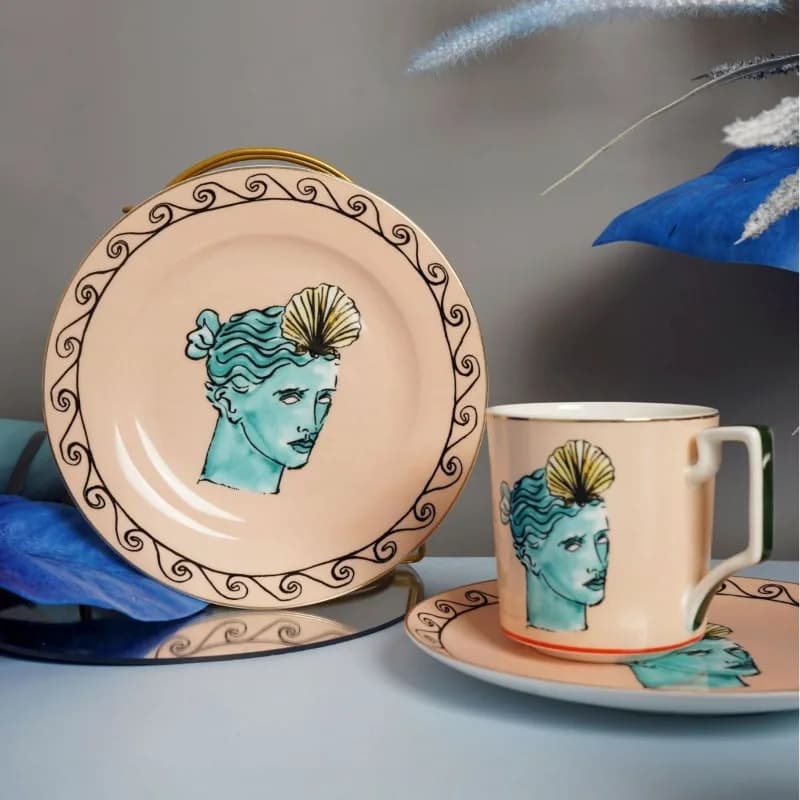 350ml osso china caneca bandeja de armazenamento redonda criativo personagem dos desenhos animados copo de porcelana casal escritório presente aniversário decoração para casa