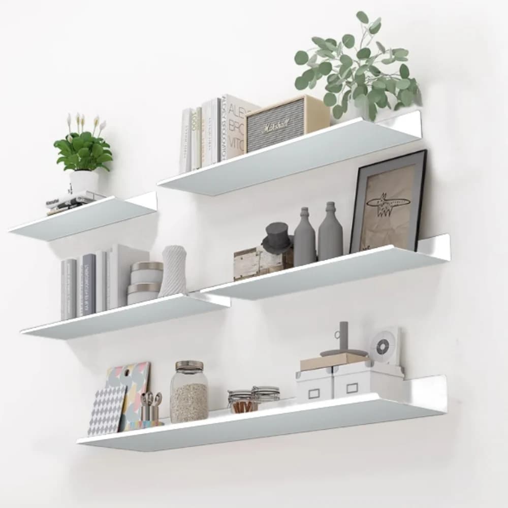 Prateleira de parede para decoração de quarto, sem perfuração, banheiro, estudo, sala de estar, prateleiras flutuantes de metal, armazenamento de camada única, livros de plantas