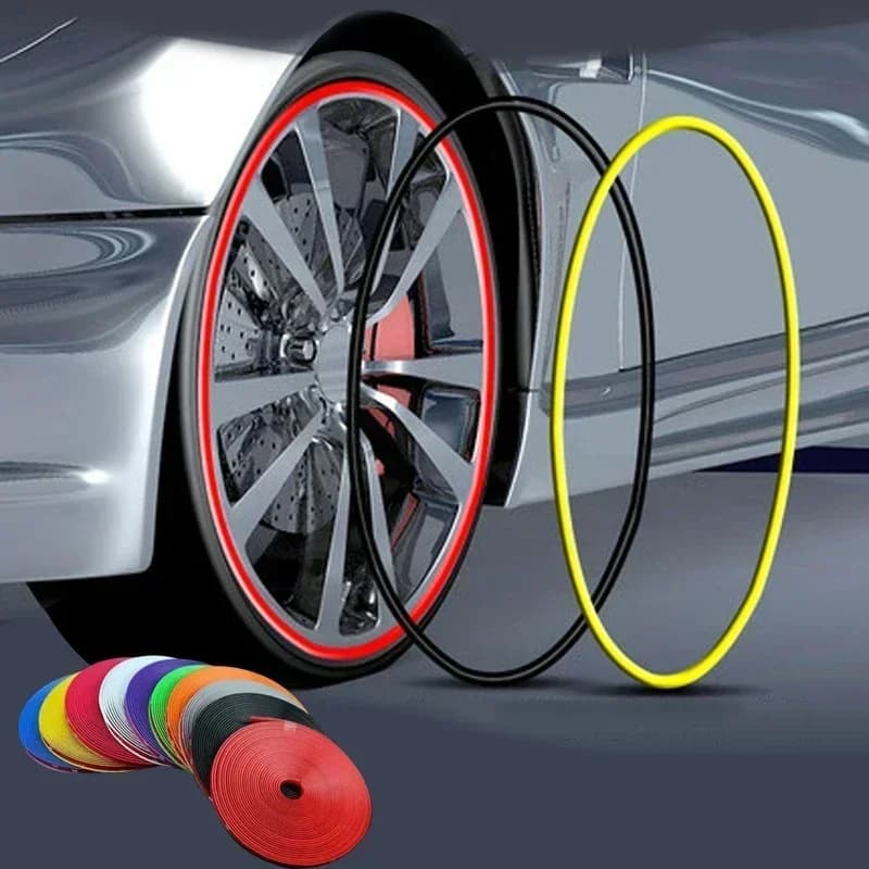 8m/rolo lâminas de aro protetores de jantes de roda de veículo de carro com fita decoração tira pneu guarda linha de borracha moldando guarnição adesivos de carro