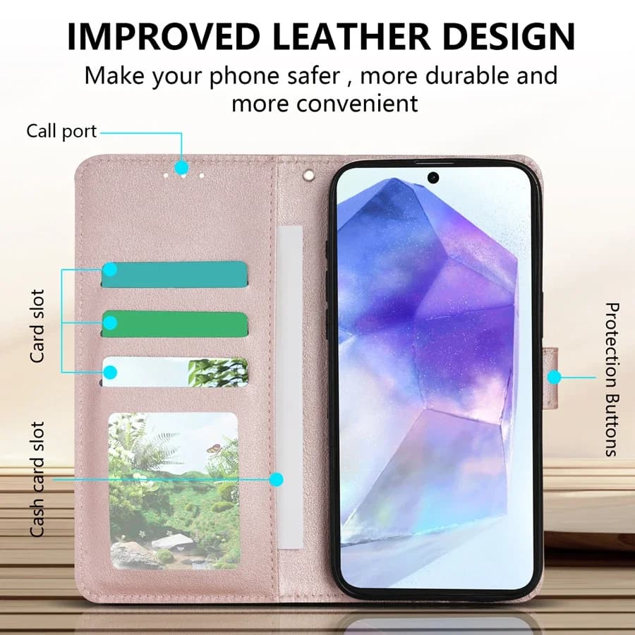 Capa de couro flip multicolorida para Samsung Galaxy com suporte magnético e slots para cartão