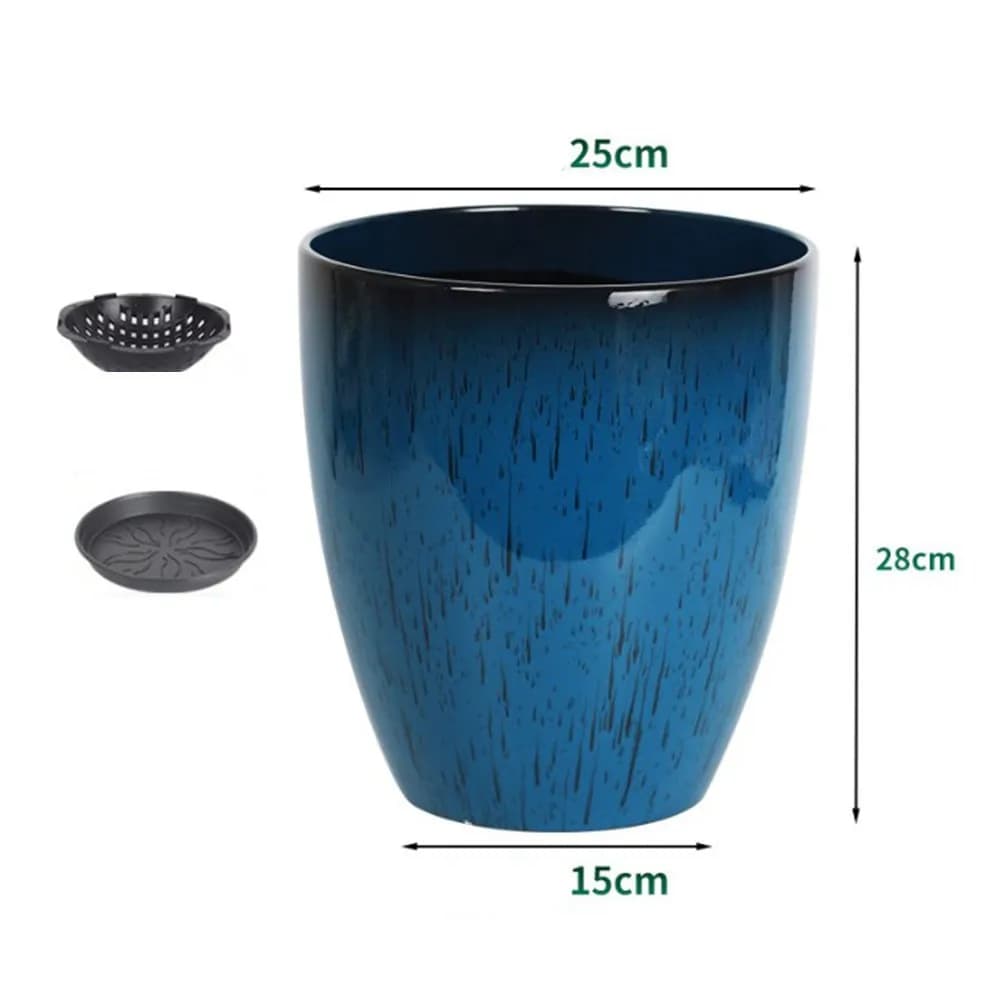 Bandeja de drenagem vaso de flores compacto terraço azul