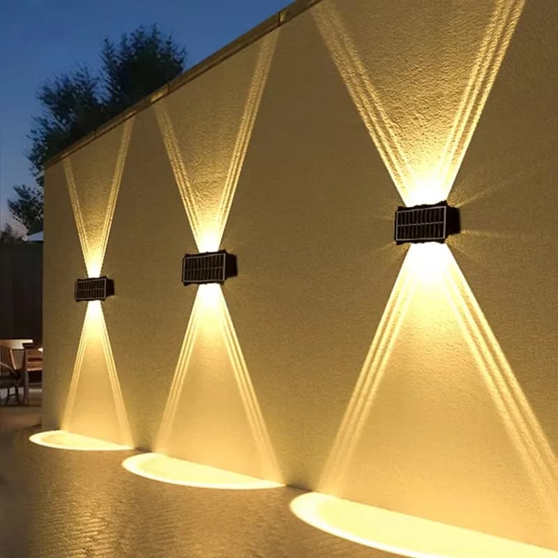 Lâmpada de parede solar ao ar livre luz led solar à prova dwaterproof água para cima e para baixo iluminação luminosa varanda quintal jardim decoração luzes