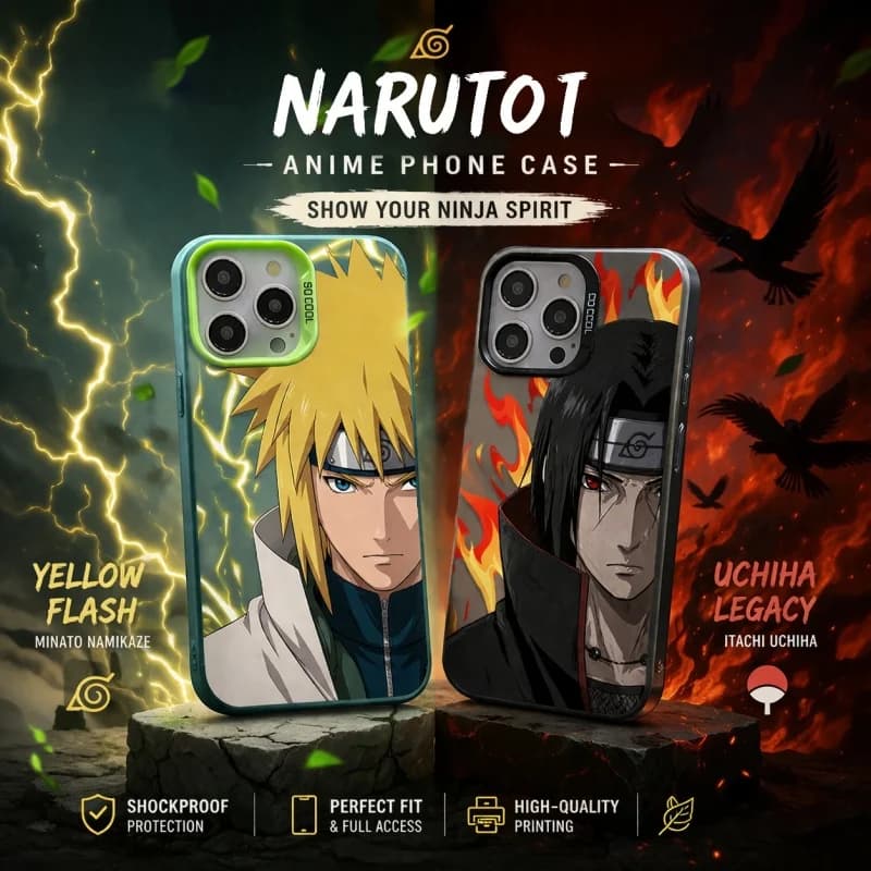 Capa de telefone Naruto para Xiaomi com personagens Minato Namikaze e Itachi Uchiha