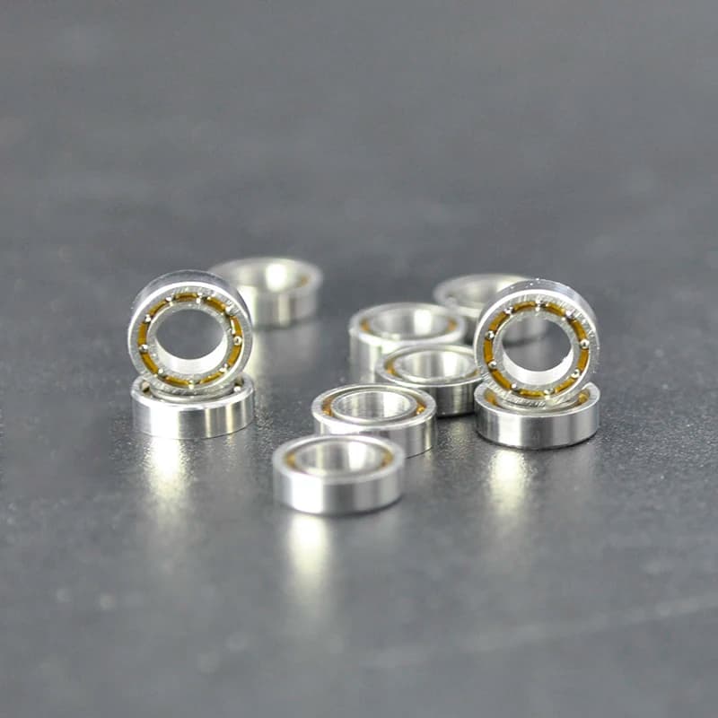 Kit 10 rolamentos mini abertos MR74 prata para carros RC, detalhes das esferas internas em aço