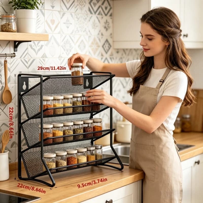 Organizador de Temperos Doméstico de 4 Níveis, Prateleira Independente 1 Peça para Garrafas e Potes de Temperos de Cozinha, para Bancada e Armário