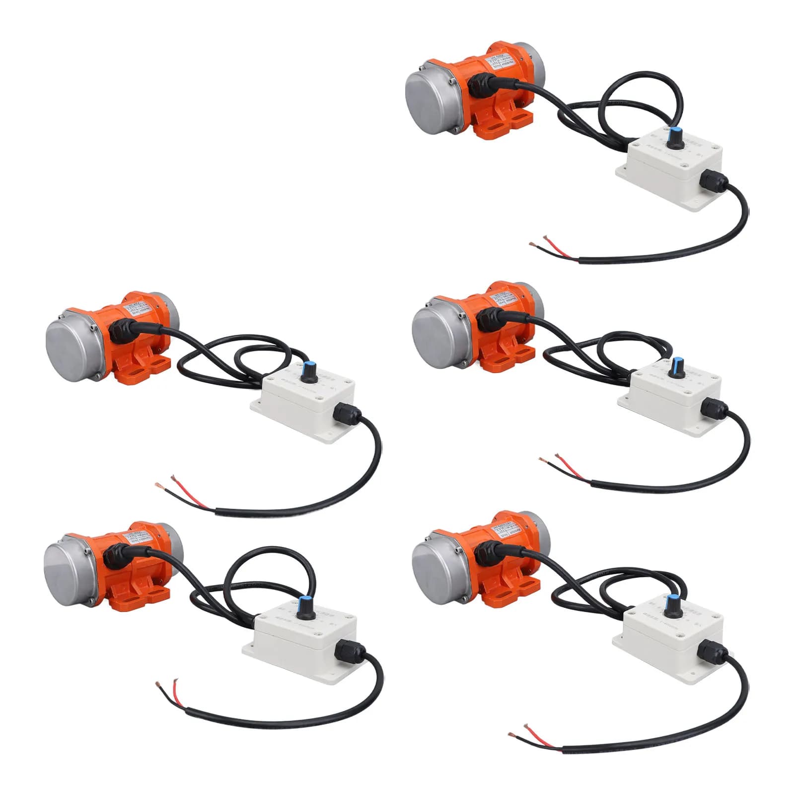 Seis motores vibratórios sem escovas DC24V com controladores brancos, fundo branco