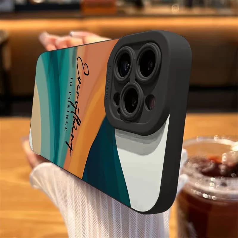 Capa protetora para Xiaomi Redmi Note 14 com listras coloridas e frase motivacional em material resistente