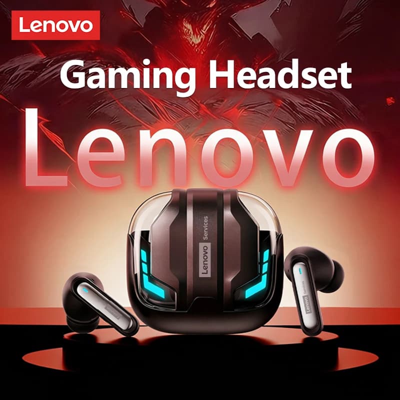 Fone de Ouvido Gamer Lenovo Sem Fio Bluetooth 6.0 RGB com Baixa Latência e à Prova d'Água para Esportes GT103
