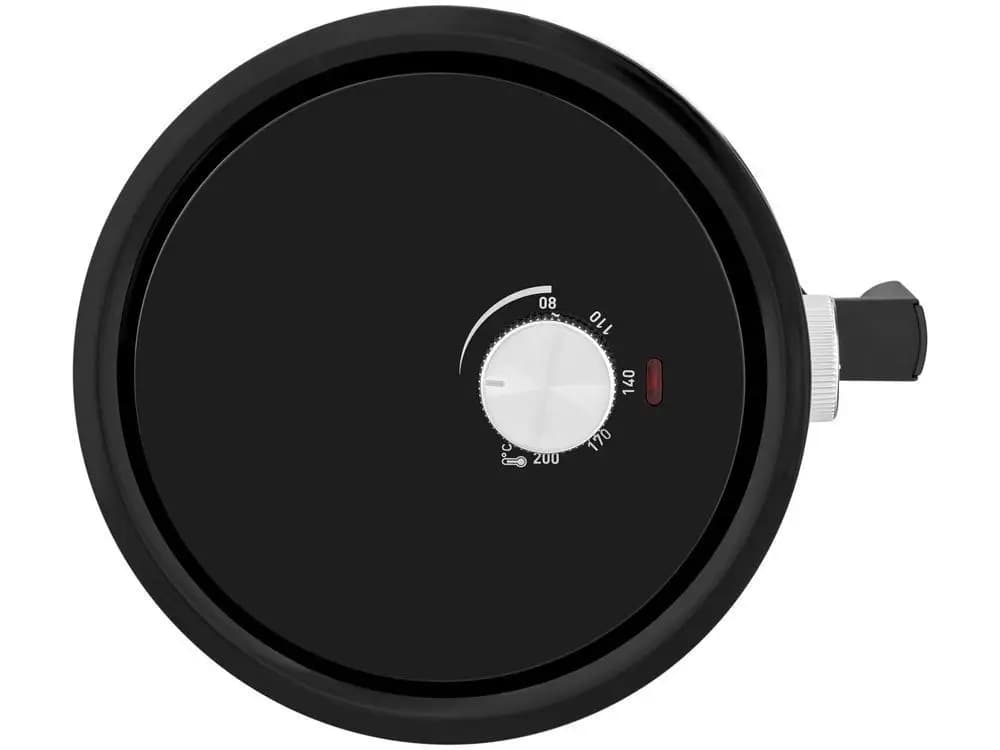 Vista superior da fritadeira elétrica Arno Air Fryer preta com botão de controle de temperatura