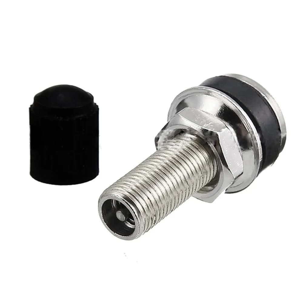 Válvula de roda de moto 32mm prata à prova d'água com tampa preta removível