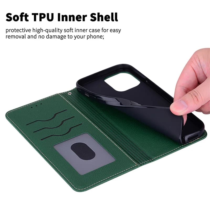 Capa para celular Redmi 10C turquesa com fecho magnético e interior em TPU flexível preto