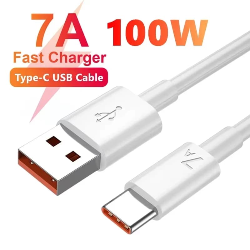 Cabo de carregamento rápido USB Type-C 7A 100W branco