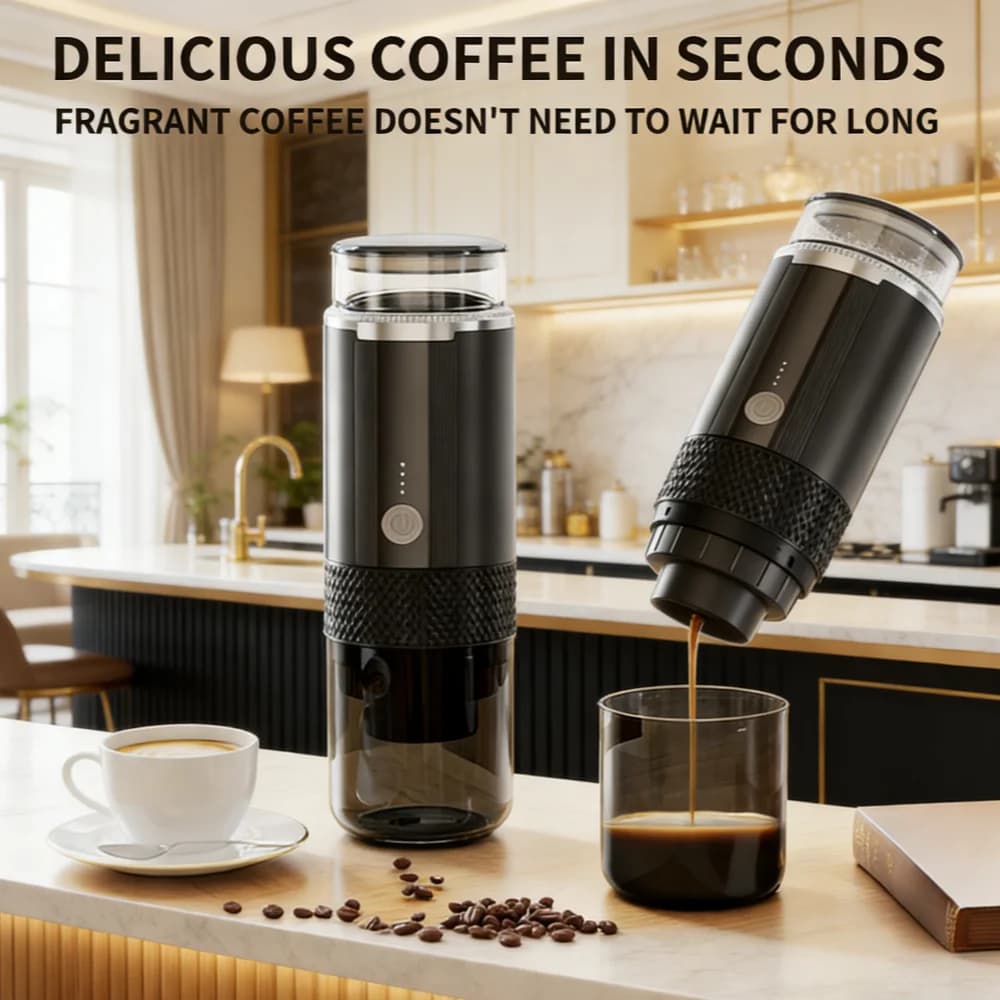 Cafeteira Elétrica Portátil Compatível com Cápsulas e Café Moído, Cafeteira de Uma Xícara