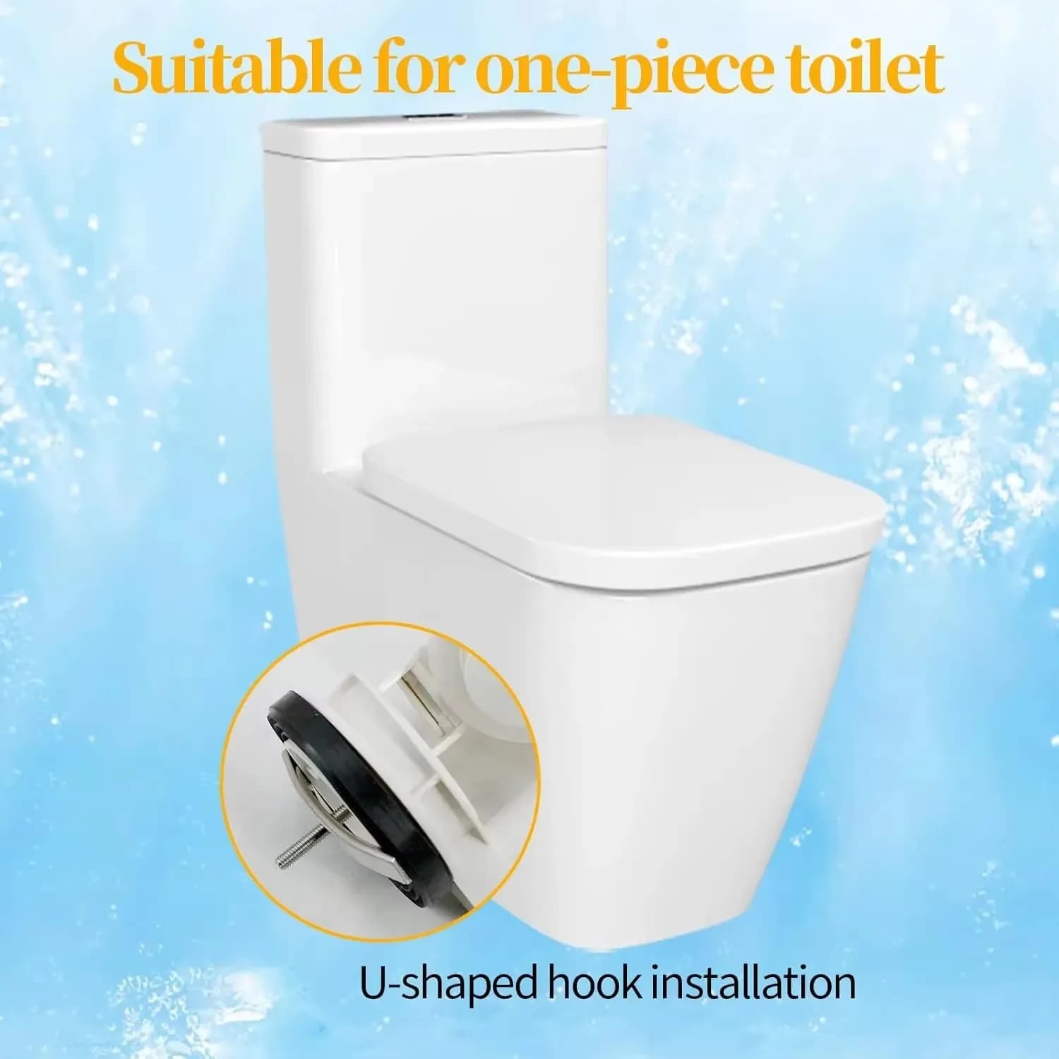 Válvula de descarga branca compatível para vaso sanitário monobloco com gancho em U para instalação segura