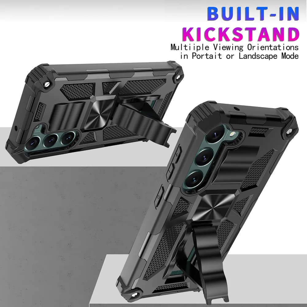 Capa de Proteção Dupla Camada à Prova de Choque para Samsung Galaxy S26 Ultra S25 FE S24 S23 S22 S21 A17 A57 A56 A16 A15 com Suporte Integrado